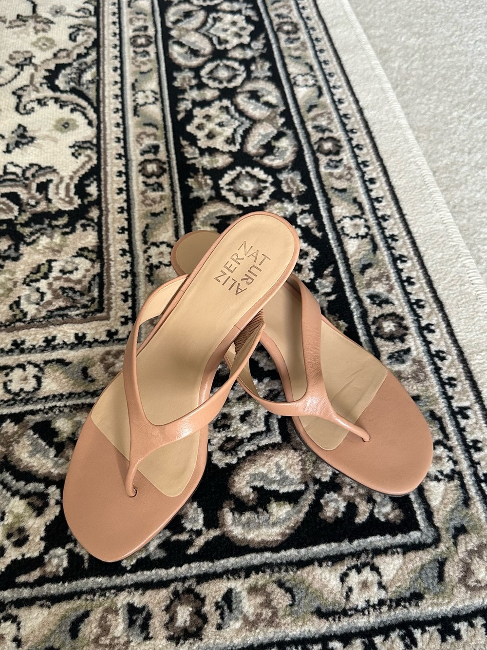 Naturalizer Peach Leather Thong Heels